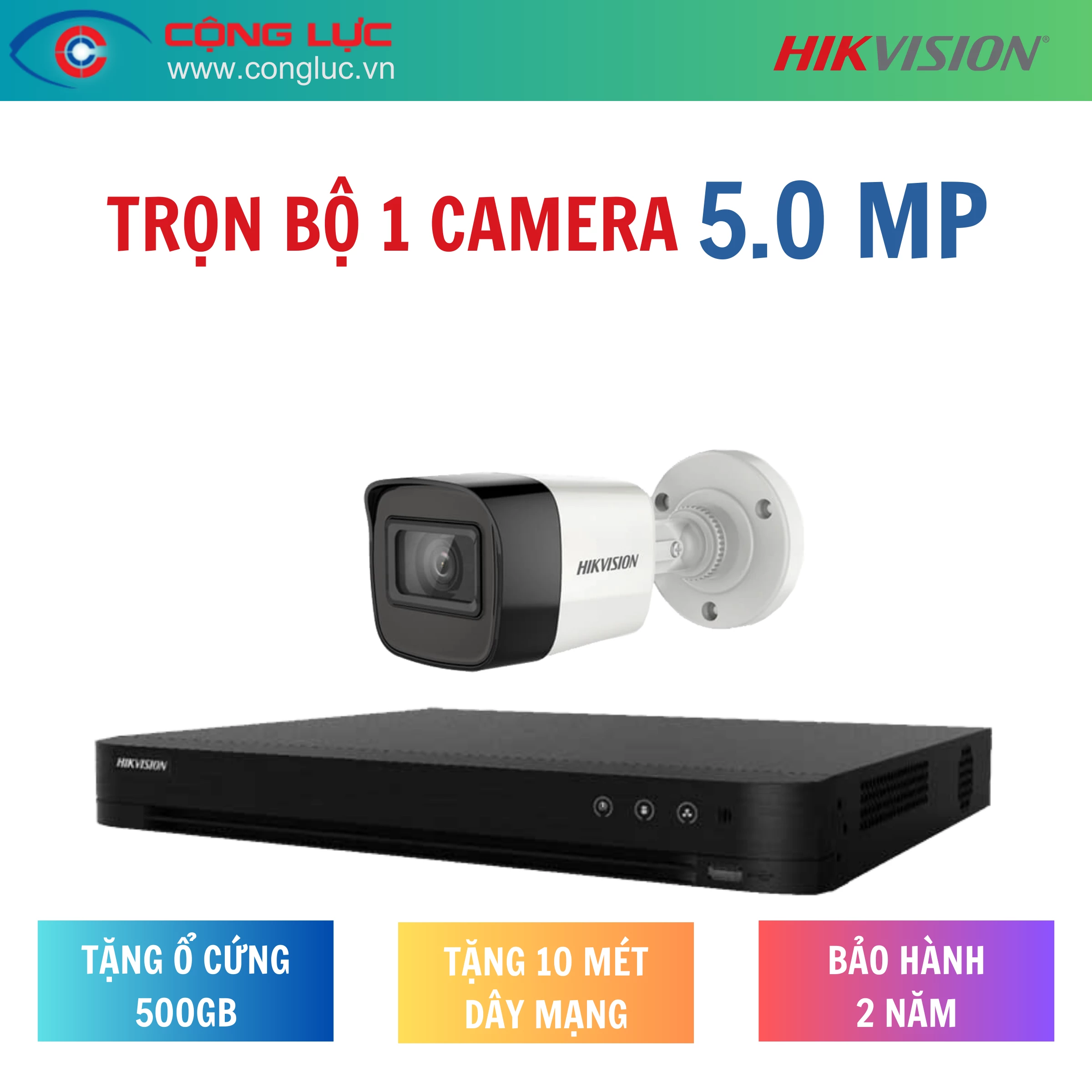Trọn Bộ 1 Camera Hikvision 5.0MP